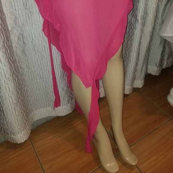 Women 3D Flower Irregular Ruffle Dress Y2k Sleeveless Split Long Dress LARGE - Picture 11 of 16